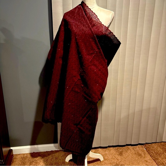 Polish Cotton Lace Fabric Swiss Voile Dry Lace Purple - Picture 2 of 4